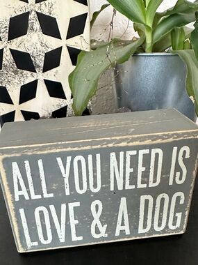 “All You Need Is Love & A Dog” Wood Block Art ❤️🐾
